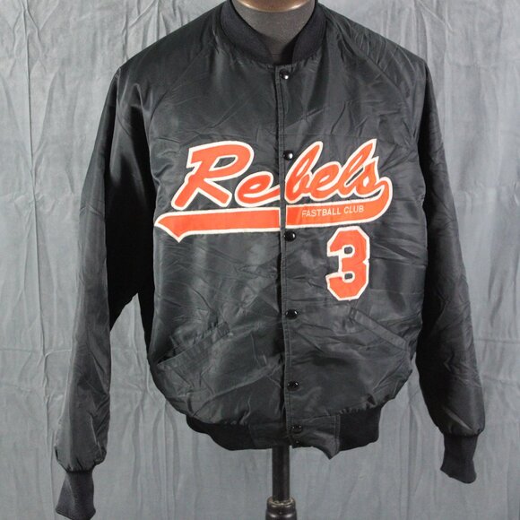 Vitnage Bomber Baseball Jacket - Rebels Fastball 3 Script Men's XL - Picture 1 of 7